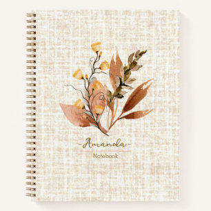 Gepersonaliseerde Elegante textuur wilde bloemen H Notitieboek