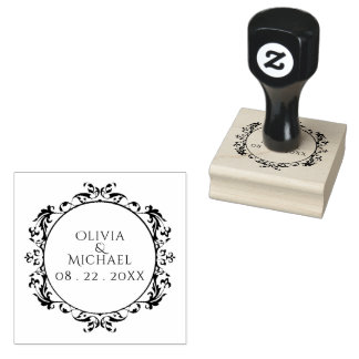 GEPERSONALISEERDE ELEGANTE VINTAGE BRUILOFT DATUM  	RUBBERSTEMPEL