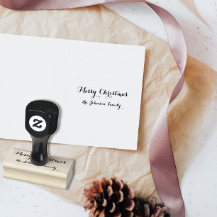 Gepersonaliseerde elegante vrolijke kerst familien 	rubberstempel