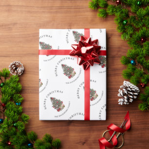 Gepersonaliseerde Elegante Waterverf Kerstboom Cadeaupapier