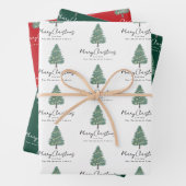 Gepersonaliseerde Elegante Waterverf Kerstboom Inpakpapier Vel (In situ)
