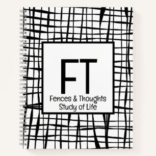 Gepersonaliseerde Elegante Zwart Wit Abstract Line Notitieboek