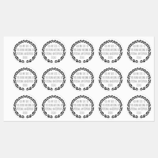 Gepersonaliseerde elke tekst cirkel rond waterdich labels (Vel)