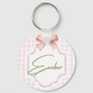 Gepersonaliseerde Ember Baby Girl Nursery Bow & Gi Sleutelhanger