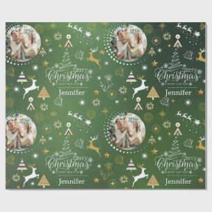 Gepersonaliseerde Emerald Green Merry kerstcadeau Cadeaupapier