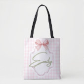 Gepersonaliseerde Emily Baby Girl Nursery Bow & Gi Draagtas (Voorkant)
