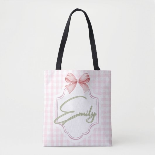 Gepersonaliseerde Emily Baby Girl Nursery Bow & Gi Draagtas (Voorkant)