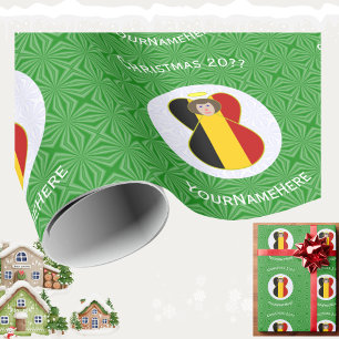 Gepersonaliseerde engel Kerstmis Belgische vlag Cadeaupapier