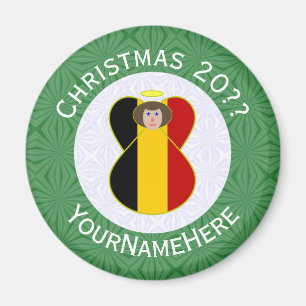Gepersonaliseerde engel Kerstmis Belgische vlag Magneet