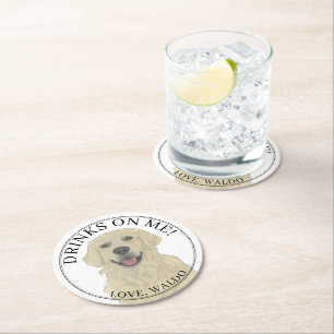 Gepersonaliseerde Engels Golden Retriever Wedding Ronde Kartonnen Onderzetter
