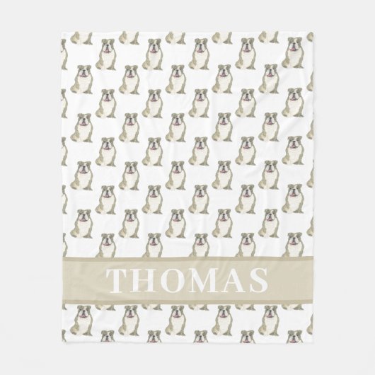 Gepersonaliseerde Engelse Bulldog (Brindle) Fleece Deken (Voorkant)