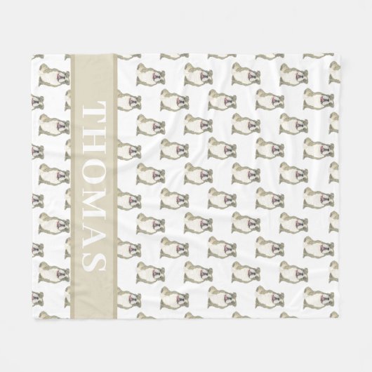 Gepersonaliseerde Engelse Bulldog (Brindle) Fleece Deken (Voorkant (Horizontaal))