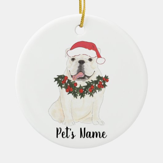 Gepersonaliseerde Engelse Bulldog (White) Keramisch Ornament (Voorkant)
