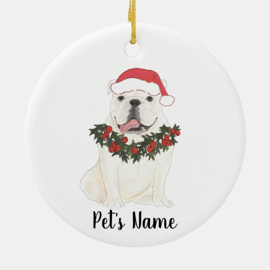 Gepersonaliseerde Engelse Bulldog (White) Keramisch Ornament (Achterkant)