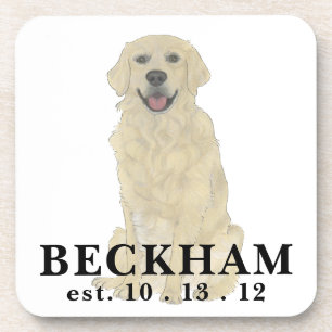 Gepersonaliseerde Engelse Golden Retriever Dog Bier Onderzetter