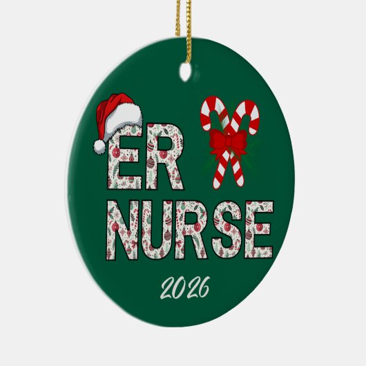 Gepersonaliseerde ER Nurse Kerstman Keramisch Ornament (Rechts)