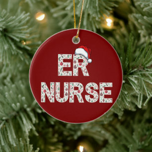 Gepersonaliseerde ER Verpleegster Kerstcadeau Sant Keramisch Ornament