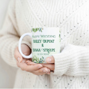 Gepersonaliseerde eucalyptus bruiloft Jubileum cad Koffiemok