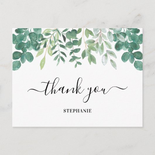 Gepersonaliseerde Eucalyptus Greenery Dank u Briefkaart (Voorkant)