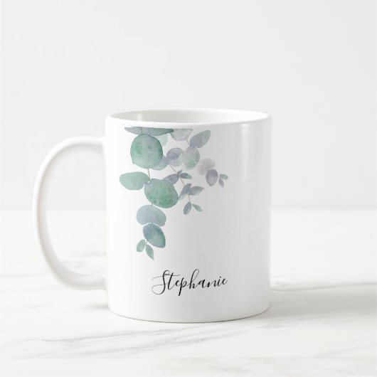 Gepersonaliseerde Eucalyptus Greenery Koffiemok (Links)