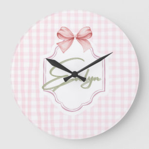 Gepersonaliseerde Evelyn Baby Girl Nursery Bow & G Grote Klok
