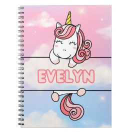 Gepersonaliseerde Evelyn Unicorn Girlie Notitieboe Notitieboek