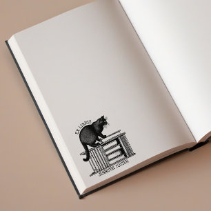Gepersonaliseerde ex libris,  kattenboek 	rubberstempel