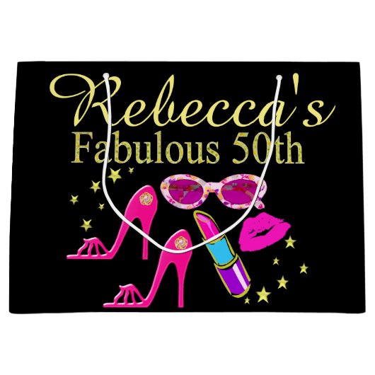 GEPERSONALISEERDE FABULOUS 50TH GIFT BAG LARGE CADEAUZAKJE (Voorkant)