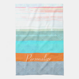 Gepersonaliseerde Faded & Weathered Stripes Theedoek