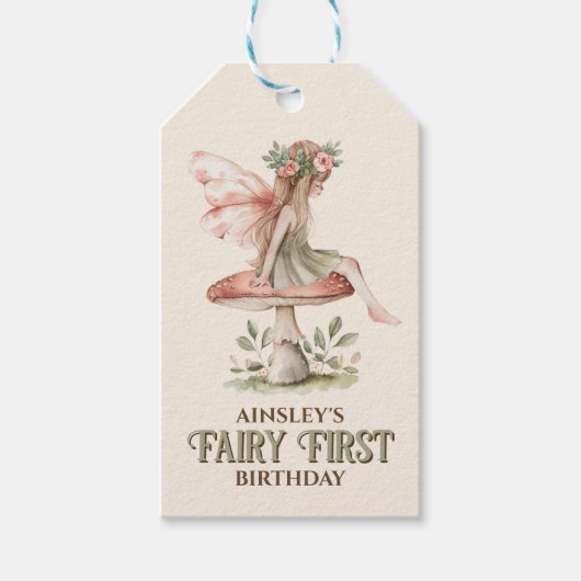 Gepersonaliseerde Fairy Eerste Roze 1e Verjaardags Cadeaulabel (Voorkant)