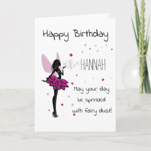 Gepersonaliseerde Fairy Verjaardag Kaart - Roze
