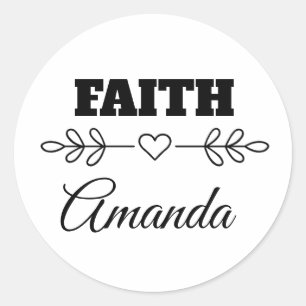 Gepersonaliseerde Faith Heart Christelijk Ronde Sticker