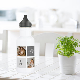 Gepersonaliseerde familie collage cadeau waterfles 