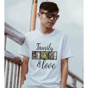 Gepersonaliseerde familie- en liefdesfotocollage t-shirt