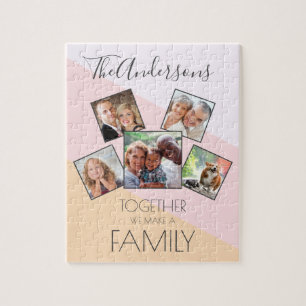 Gepersonaliseerde familie foto collage elegant mod legpuzzel