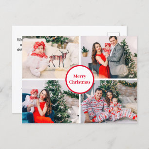 Gepersonaliseerde familie Foto Collage Merry Kerst Briefkaart
