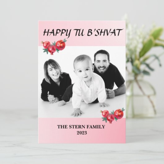 Gepersonaliseerde familie Foto Happy Tu B'shvat Feestdagenkaart (Staand voorkant)