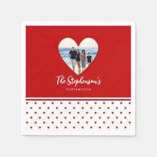 Gepersonaliseerde familie Foto rood hart Lijst Mod Servet