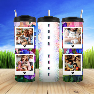 Gepersonaliseerde Familie Kat Fotocollage Thermosbeker