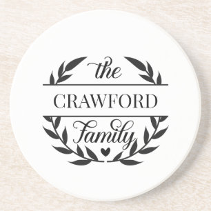 Gepersonaliseerde familie Laurel Wreath Onderzette Zandsteen Onderzetter