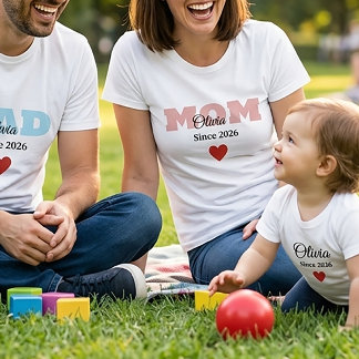 Gepersonaliseerde Familie Matching T-shirt voor Mo