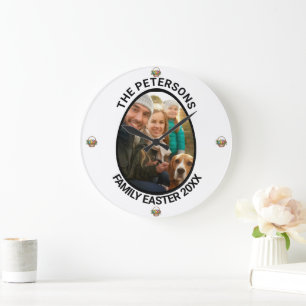 Gepersonaliseerde Familie Paasei Fotomand Grote Klok