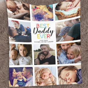 Gepersonaliseerde familie Papa Foto Collage Fleece Deken