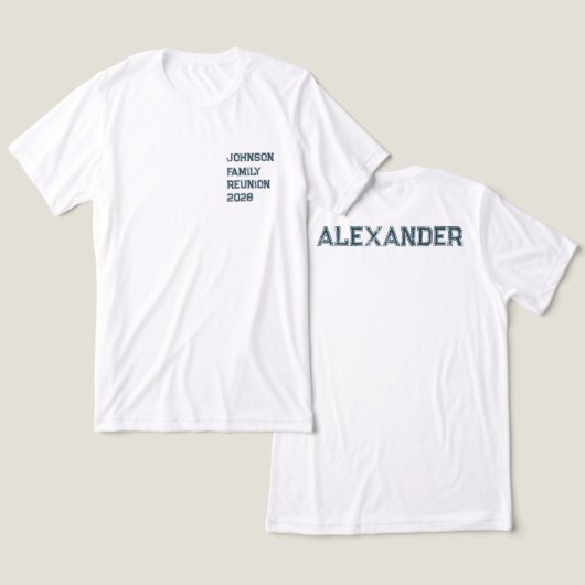 Gepersonaliseerde familie reünie groene zak ontwer Tri-Blend shirt (Ontwerp Voorkant & Achterkant)