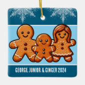 Gepersonaliseerde familie van drie kerst peperkoek keramisch ornament (Voorkant)