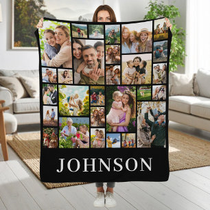 Gepersonaliseerde familiecollage met 28 foto's fleece deken