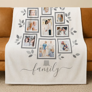 Gepersonaliseerde familiefoto-boomdeken fleece deken