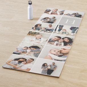 Gepersonaliseerde familiefoto collage   Grijs Mono Yogamat
