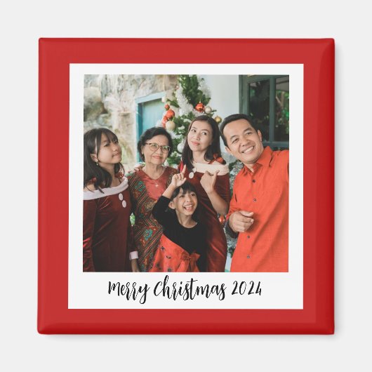 Gepersonaliseerde familiefoto gedenkwaardig kerstc magneet (Voorkant)