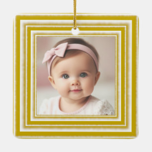 Gepersonaliseerde Familiefoto Gouden Lijst Keramisch Ornament